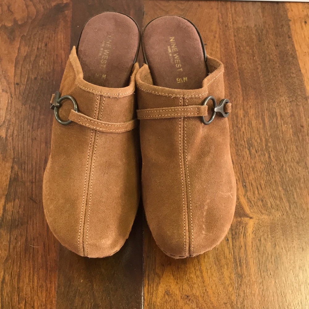 Nine West brown suede mules size 9.5